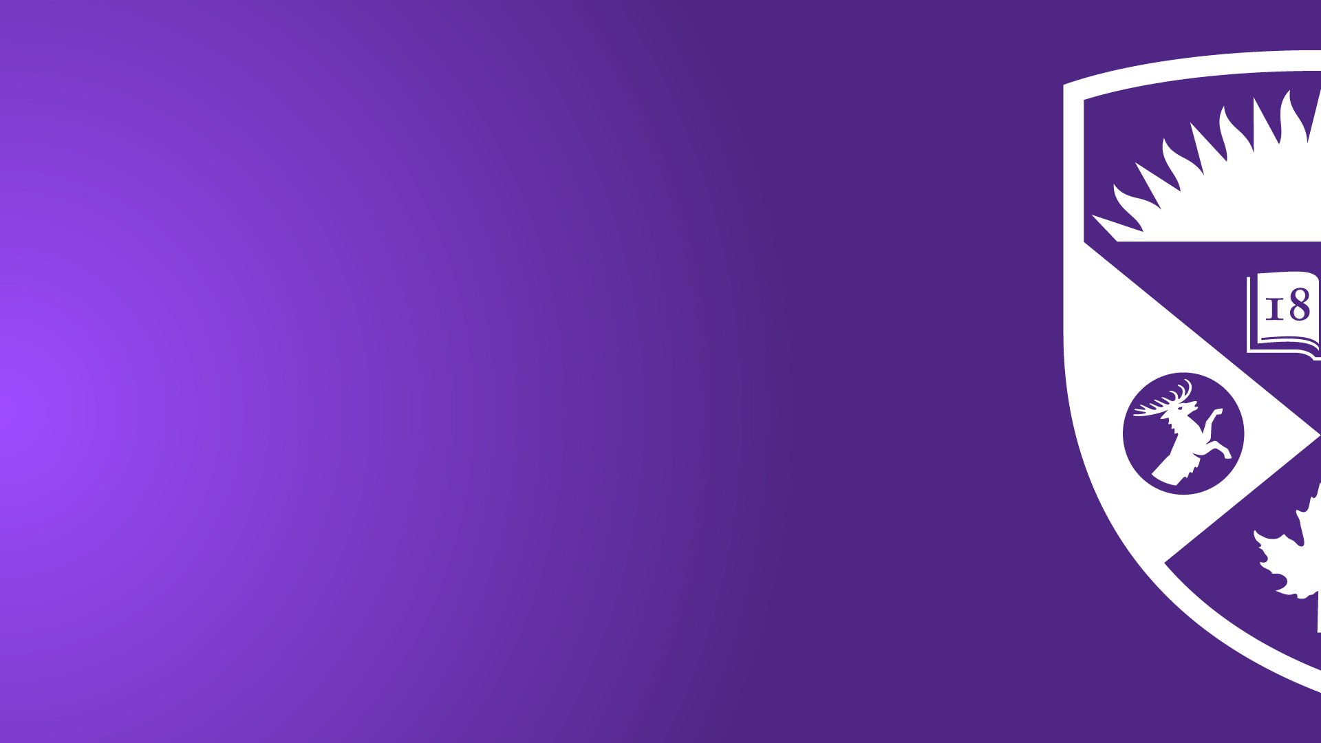 Western crest at the right side against a purple background