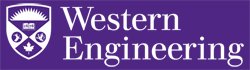 Western Engineering logo sample, stacked, reversed