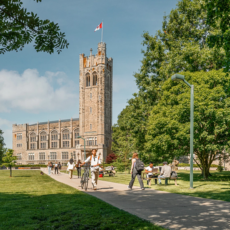 Students walking through Western University campus